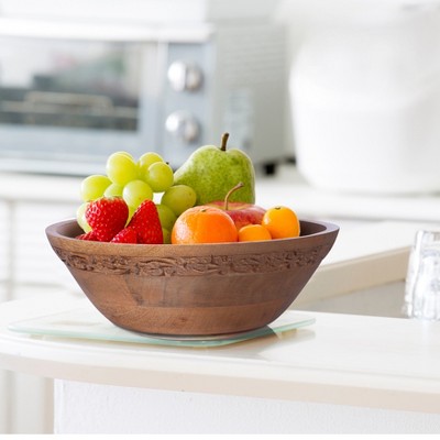 Medium Burnt Mango Wood Decorative Serving Bowl
