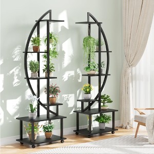 2 Pack 6 Tier Tall Plant Stand Metal Indoor Plant Stand With Detachable Wheels Half Moon Shape Plant Stands With Drawers Large Plant Display Stand - 1 of 4