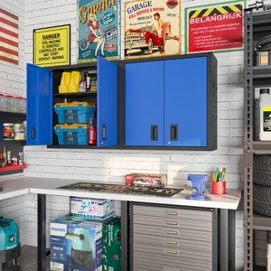 TinyHomie Wall-Mounted Garage Storage Cabinet with Lockable Doors and Adjustable Shelves, Durable Metal Hanging Tool Cabinet for Utility Rooms - 1 of 4