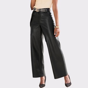 Women's Faux Leather Wide Leg Pants - LASCANA - 1 of 4