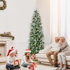 Tangkula 6/7.5/9 FT Pre-Lit Artificial Christmas Tree Snow Flocked Hinged Xmas Tree - 2 of 4