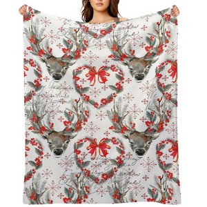 Christmas Reindeer Christmas Throw Blanket Soft Fleece Christmas Blanket Cozy Flannel Throw for Couch Bed 50x60 inches - 1 of 1