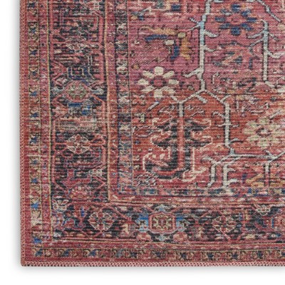 Vintage Brick Red Persian Pattern 7'10" x 9'10" Washable Area Rug
