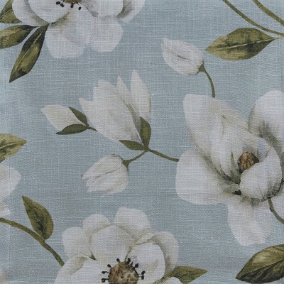 Blue Magnolia Floral Cotton Table Runner 72"L