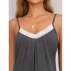 cheibear Women's Modal Sleeveless Spaghetti Strap Lace Nightgown Loungewear - 4 of 4