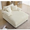 54.75" Oversized Corduroy Chaise Lounge Chair with Fluffy Cushioned Seat, 4-Gear Adjustable Backrest, Sleeper Sofa Chair with 2 Throw Pillows - 2 of 4