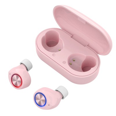 Insten True Wireless Earbuds with Bluetooth 5.0, Touch Control & Microphone - Earphones, Headphones Compatible with iPhone, Samsung Phones, Pink