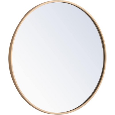 Elegant Brass Finish Round Metal Frame Mirror 24 Inch