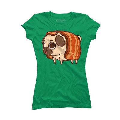 Junior's Design By Humans Puglie Bacon Strip By Puglie T-Shirt