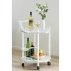 Fabulaxe Round Wood Serving Bar Cart Tea Trolley with 2 Tier Shelves and Rolling Wheels - image 2 of 4