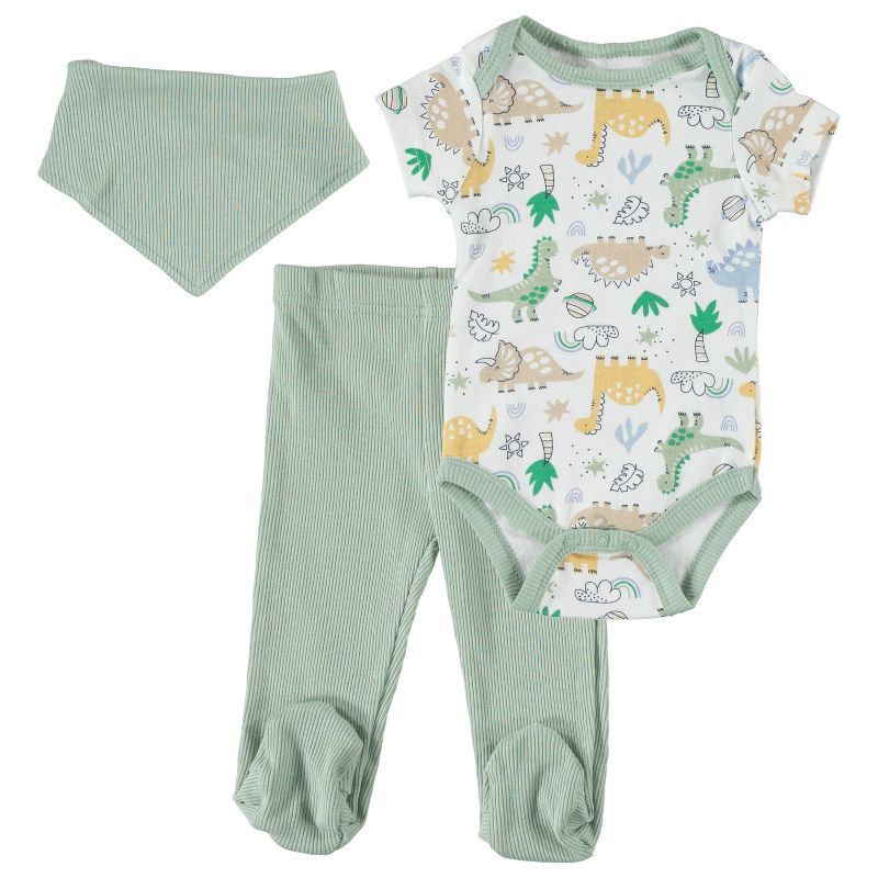 Chick Pea Baby Girl Clothes Newborn Footed Pants Onesie Set, 1 of 3