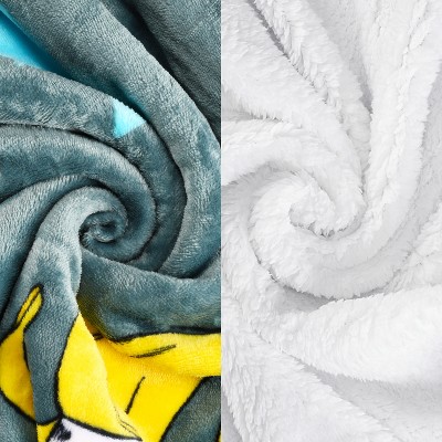 Catalonia Gray Banana Cat Sherpa Fleece Reversible Throw Blanket, 50" x 60"