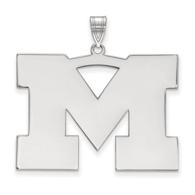 Black Bow Jewelry 14k White Gold Michigan Wolverines NCAA Extra Large Pendant