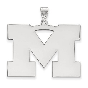 Black Bow Jewelry 14k White Gold Michigan Wolverines NCAA Extra Large Pendant - 1 of 3