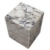 HomeRoots 20" Ivory Marble Square Block End Table - 4 of 4