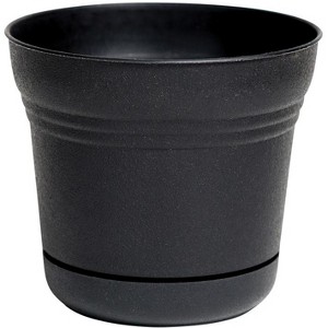 Bloem Saturn 8.5 in. H X 10 in. D Plastic Flower Pot Black - 1 of 1
