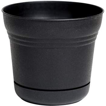 Bloem Saturn 8.5 in. H X 10 in. D Plastic Flower Pot Black