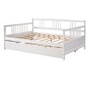 Full Size Daybed Bed with Pull-Out Trundle and Guard Rails, Solid Pine Wood Sofa Bed for Guest or Kids Room-Baofuwish - 3 of 4