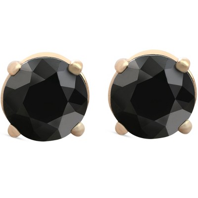 Pompeii3 1 1/2 ct 14k Yellow Gold Round Black Diamond Studs Womens Earrings