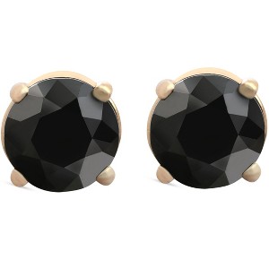 Pompeii3 1 1/2 ct 14k Yellow Gold Round Black Diamond Studs Womens Earrings - 1 of 3