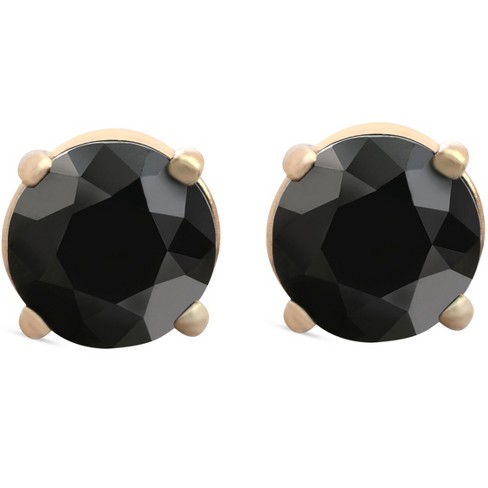 Pompeii3 1 1/2 Ct 14k Yellow Gold Round Black Diamond Studs Womens