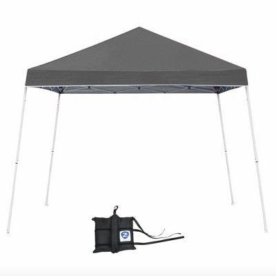 Z-Shade 10 x 10 Foot Angled Leg Outdoor Canopy Tent with a Push Button Locking System and Z-Shade 4 Pack of Heavy Duty Leg Weight Bags, Gray