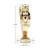 LuxenHome Lighted White and Gold Nutcracker Soldier with Scepter, Battery-Op Christmas Decor - 4 of 4