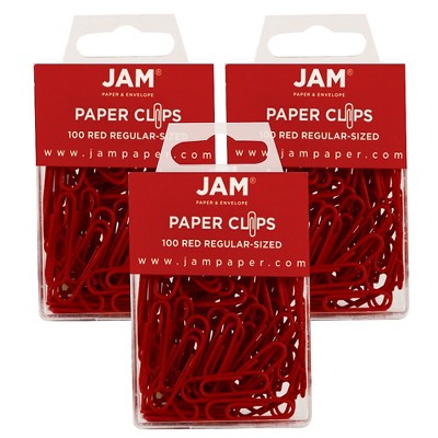 JAM Paper Colored Standard Paper Clips Small 1 Inch Red Paperclips 2185200B
