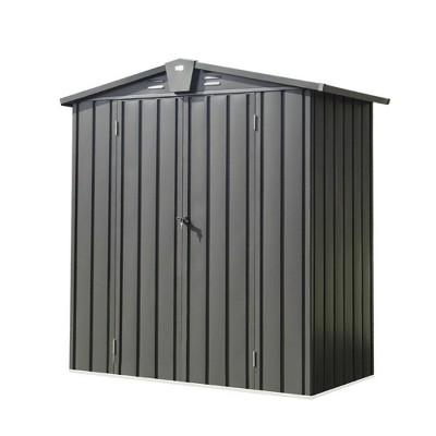 5.7'x 3' Outdoor Storage Shed With Lockable Door, Key Lock, Roof Galvanized Steel, Rust-proof Metal Tool Shed For Garden, Backyard, Lawn