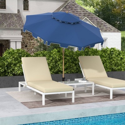 NicBex 7FT Patio Umbrella Waterproof Outdoor Pool Umbrella with Crank and Push Button Tilt Fringed Outdoor Umbrellas for Patio, Garden