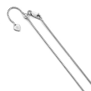 Black Bow Jewelry 1.25mm Rhodium Sterling Silver Adj. Round Box Chain Necklace, 22 Inch - 1 of 4