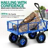 Landworks Heavy Duty Utility Wagon 400LB Capacity - For Hauling Wood, Tools, & Materials (Blue) - 4 of 4
