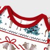 Family Christmas Pajamas All Over Reindeer Print Long-sleeve with Christmas Socks (SGS Certied Safety) Red+White - 4 of 4