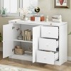 Sideboard Buffet, Accent Cabinet With An Adjustable Pull-Out Top For Flexible Use, Cabinet With 2-Door And 3-Drawer-Cuddlewood - 2 of 4