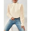 Coolmee Women's Long Frill Sleeve Stand Collar Shirts Elegant Office Workwear Blouse Business Dressy - 4 of 4