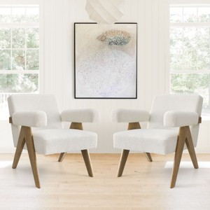Mo Set Of 2 Accent Chair With Arms,22.5" Wide Lounge Armrest  Accent Chair,Upholstered Seat and Back With V Shape Wood Legs-Maison Boucle - 1 of 4