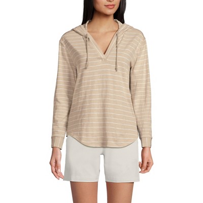 Lands' End Women's Long Sleeve Slub Hooded Popover
