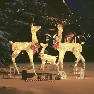 vidaXL Reindeer Family Christmas Decoration Gold 201 LEDs - 1 of 4