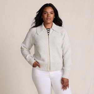 Lands' End Women's Drifter Large Collar Zip Front Cardigan Sweater - 1 of 4
