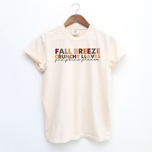 Simply Sage Market Women's Fall Breeze Crunch Leaves Colorful Short Sleeve Garment Dyed Tee - 1 of 2