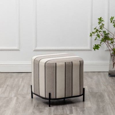 17" Modern Square Ottoman with Metal Base - WOVENBYRD