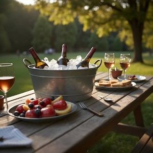 Royal Hampton 23 Inch Beverage Tub with 2 Handles, Galvanized Steel Construction - 1 of 4