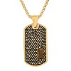 Steeltime Men's stainless steel simulated diamonds and tiger eye/onyx dog tag pendant. Color Options: Silver/Brown, Gold/Brown, Silver/Black - 2 of 4