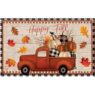 Autumn Air Thankful Ivory & Red Pumpkin Truck Rectangle Throw