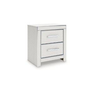 Signature Design by Ashley Ravalori Two Drawer Nightstand, with Chrome Accents, USB-A & USB-C Charging Ports, 2 Storage Drawers - 1 of 4