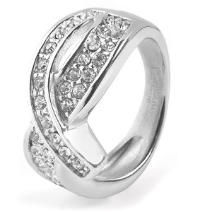 ELYA Women's Polished Cubic Zirconia Ribbon Stainless Steel Ring - 1 of 3