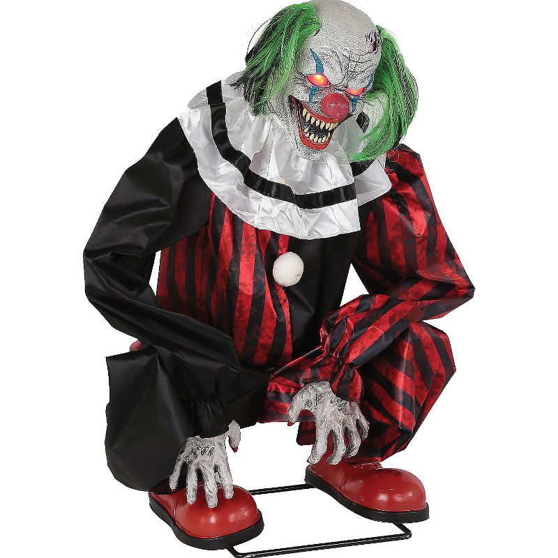Seasonal Visions Animated Crouching Clown Halloween Decoration -  - Red, 4 of 5