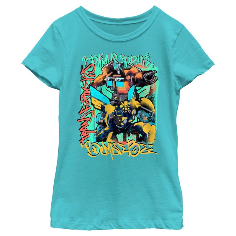 Girl's Transformers: Rise of the Beasts Graffiti Poster T-Shirt, 1 of 5