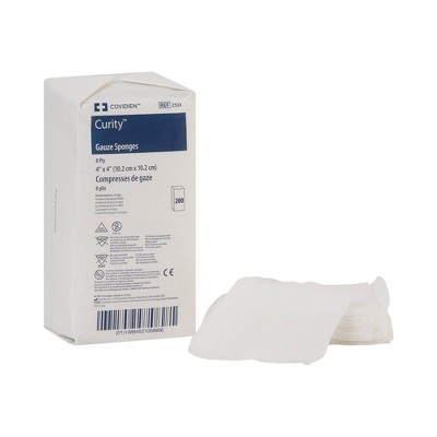 Curity Gauze Sponge 8-Ply, Non-Sterile Pad, 4 in x 4 in, 200 per Pack, 20 Packs, 4000 Total