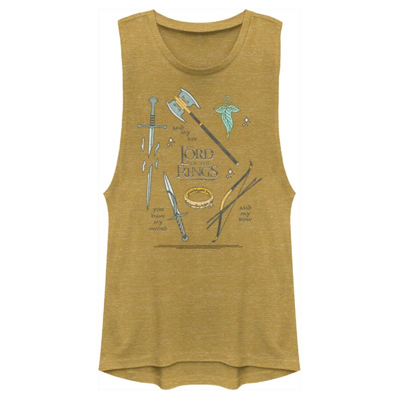 Juniors Womens Lord of the Rings Fellowship of the Ring You Have My Sword and My Bow and My Axe Festival Muscle Tee, 1 of 5